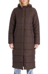 Modern Eternity 3-in-1 Long Quilted Waterproof Maternity Puffer Coat In Dark Chocolate