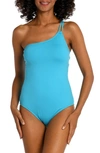 La Blanca Goddess One-shoulder One-piece Swimsuit In Blue