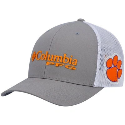 Columbia Orange Clemson Tigers Pfg Snapback Adjustable Hat In Gray