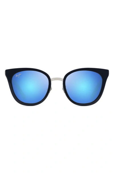 Maui Jim Wood Rose 50.5mm Polarized Cat Eye Sunglasses In Navy With Silver