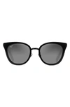 Maui Jim Wood Rose 50.5mm Polarized Cat Eye Sunglasses In Black Gloss With Dark Gunmetal