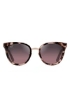 Maui Jim Wood Rose 50.5mm Polarized Cat Eye Sunglasses In Pink Tortoise With Rose Gold