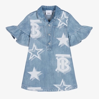 Burberry Babies' Girls Light Blue Denim Logo Dress