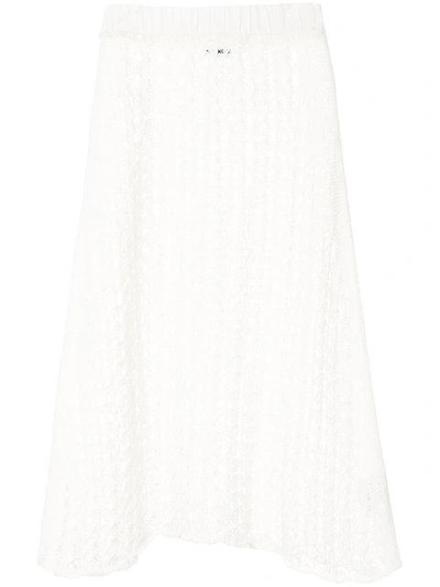 Jil Sander Open Knit Skirt In White