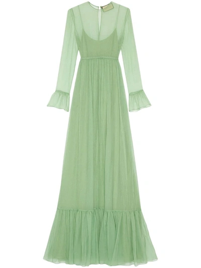 Gucci Silk Chiffon Dress In Green