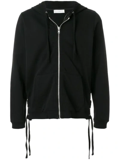 Faith Connexion Lace-up Side Detail Zipped Front Hoodie In Black