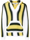 Msgm Striped Rib Knit Hoodie In Multicolour