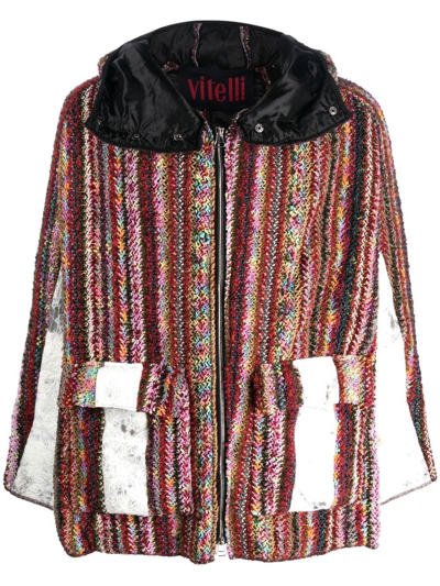 Vitelli Knitted Hooded Cardigan In Multicolor