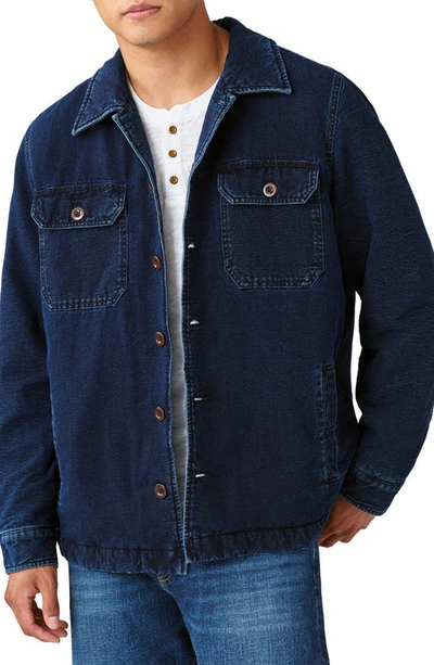 Lucky Brand Faux Shearling Lined Indigo Shirt Jacket In Blue