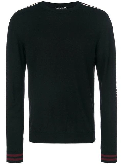 Dolce & Gabbana Logo Stripe Knitted Jumper - Black
