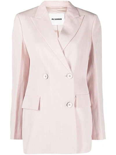 Jil Sander Tailor Made Slim Double-breasted Jacket In Pink