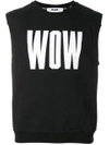 Msgm Wow Print Sleeveless Sweatshirt - Black In 99.black