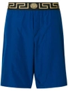 Versace Greek Key Waistband Swim Shorts - Blue