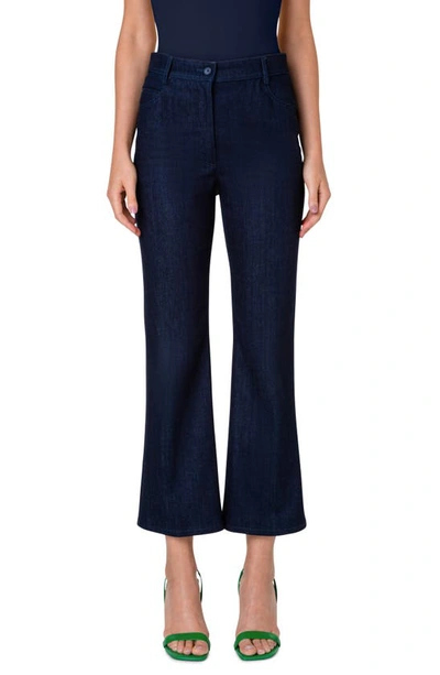 Akris Punto Cali Bootcut Denim Trouser In Dark Blue Denim