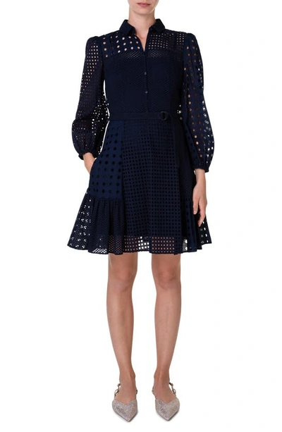 Akris Punto Eyelet Embroidered Patchwork Shirtdress With Belt In Multi