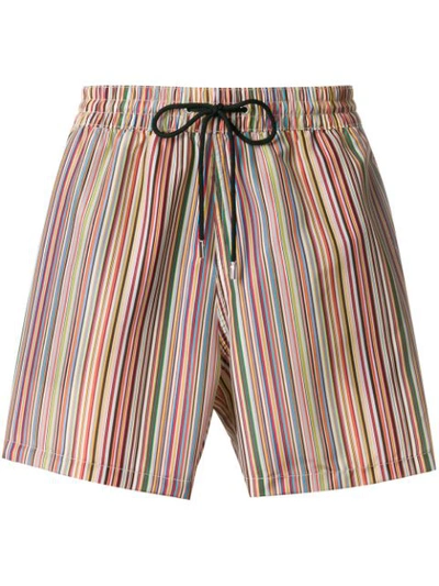 Paul Smith Striped Swim Shorts In Pink