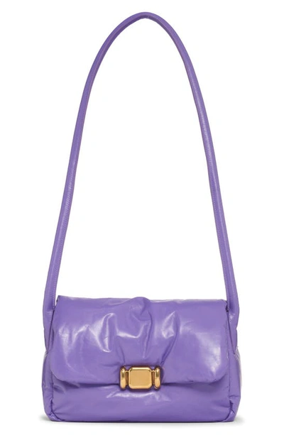 Bottega Veneta Puffy Flap Leather Shoulder Bag In Purple