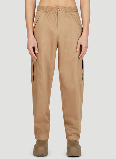 Burberry Cotton Cargo Trousers In Camel