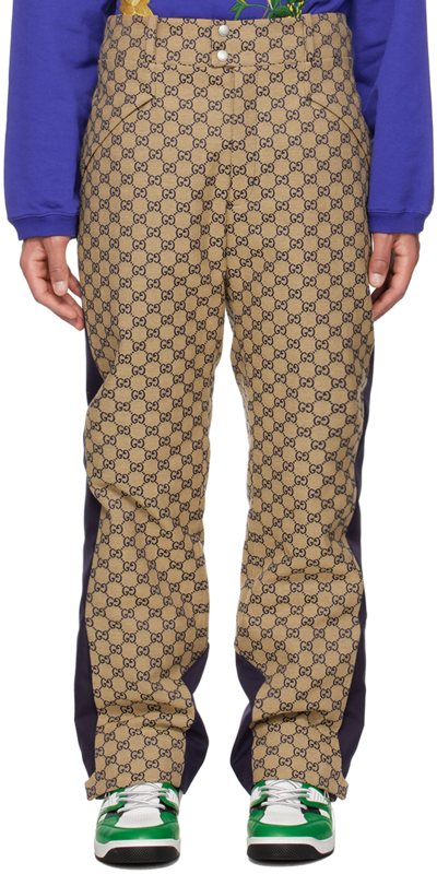 Gucci Gg Canvas Trouser In Beige