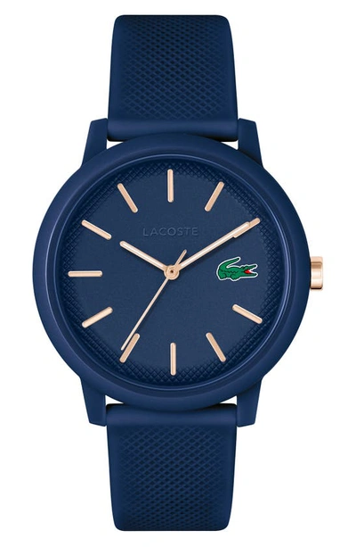 Lacoste 12.12 Silicone Strap Watch, 42mm In Blue