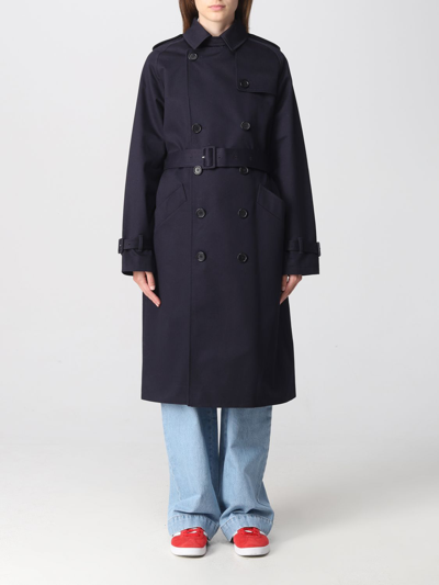 Apc Coat A.p.c. Woman In Dark Navy