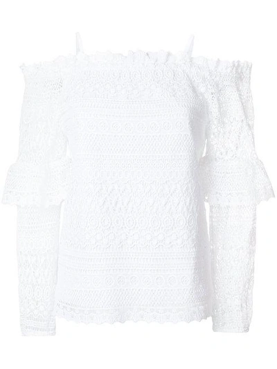 Steffen Schraut Dropped Shoulders Crochet Blouse In White