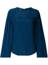 Cedric Charlier Round Neck Blouse In Blue