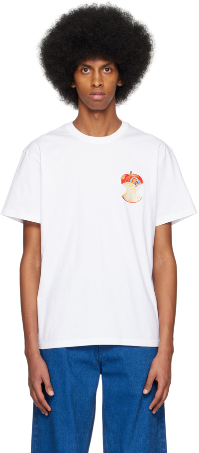 Jw Anderson Apple Core Logo T-shirt In White