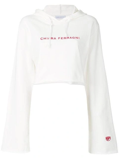 Chiara Ferragni Cropped Hoodie In Bianco