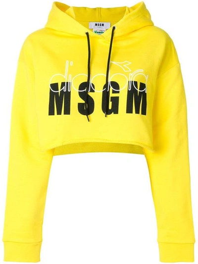 Msgm Cropped Hoody - Yellow