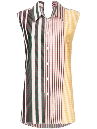 Marni Striped Sleeveless Shirt In Pink