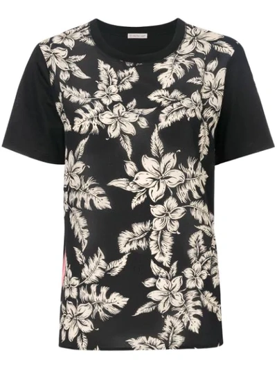 Moncler Floral Print T-shirt In Black