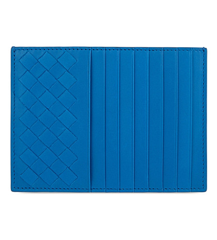 bottega veneta card holder blue