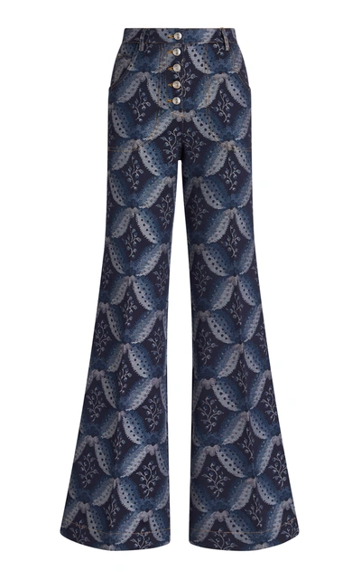 Etro Printed Flared Trousers In Azul