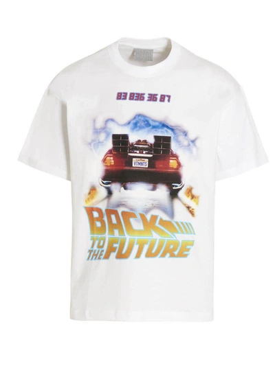 Vtmnts Back To The Future Print Cotton T-shirt In White