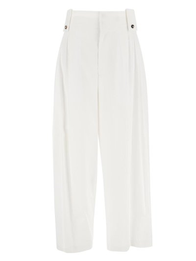 Bottega Veneta Pleated Wide Leg Pants In White