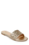 Jewel Badgley Mischka Dillian Glitter Slide Sandal In Gold Glitter