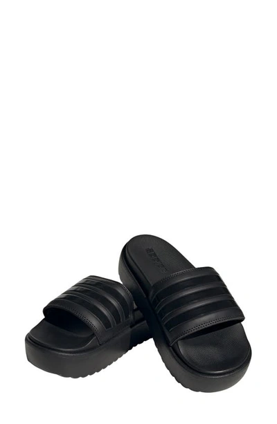 Adidas Originals Adilette Platform Sandal In Black/ Black/ Black