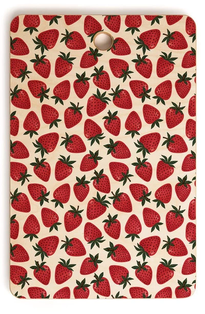 Deny Designs Avenie Spring Garden Strawberries Cutting Board In Multi