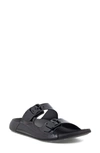 Ecco 2nd Cozmo Buckle Slide Sandal In Black Patent