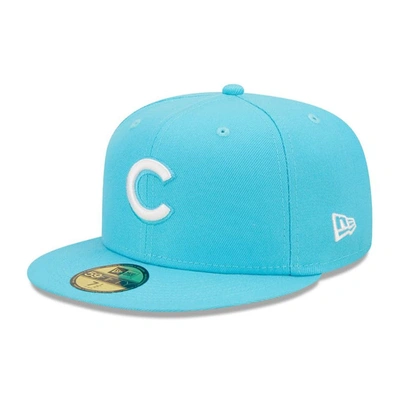 New Era Blue Chicago Cubs Vice Highlighter Logo 59fifty Fitted Hat