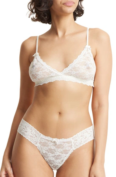 Hanky Panky Wedding Night Bralette & Low Rise Lace Thong Set In White