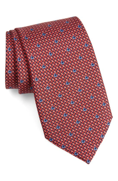 Ferragamo Maglia Silk Tie In Blu/ Rosso