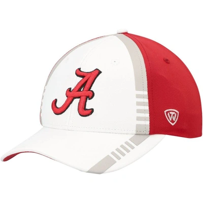 Top Of The World Men's  White, Crimson Alabama Crimson Tide Iconic Flex Hat In White,crimson