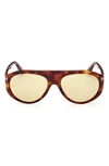 Tom Ford 57mm Aviator Sunglasses In Blonde Havana / Brown