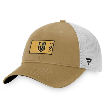 Fanatics Branded Gold/white Vegas Golden Knights Authentic Pro Trucker Snapback Hat In Gold,white