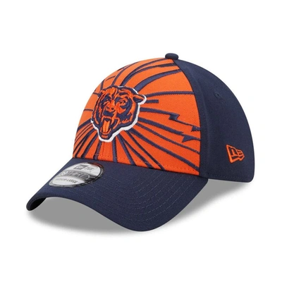 New Era Men's  Orange, Navy Chicago Bears Shattered 39thirty Flex Hat In Orange,navy