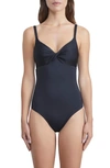 Lafayette 148 Twist One-piece Swimsuit In Black