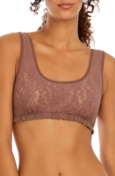 Hanky Panky Daily Lace Overlay Scoop Neck Bralette In Allspice Brown
