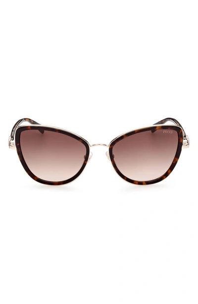 Pucci 57mm Gradient Cat Eye Sunglasses In Havana/ Other/ Gradient Brown
